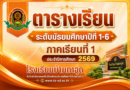 ตารางเรียน ระดับมัธยมศึกษาปีที่ 1-6 ภาคเรียนที่ 1 ประจำปีการศึกษา 2569